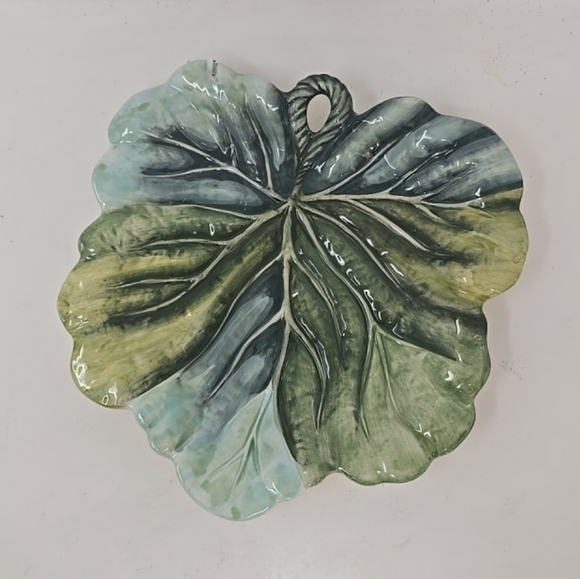 Fitz and Floyd caprese market  leaf plate candy dish home decor ceramic set of 2 - Picture 2 of 9